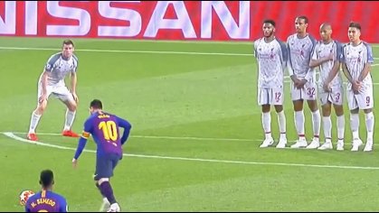 lionel messi free kick vs liverpool